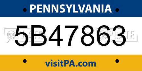 5B47863 Pennsylvania License Plate