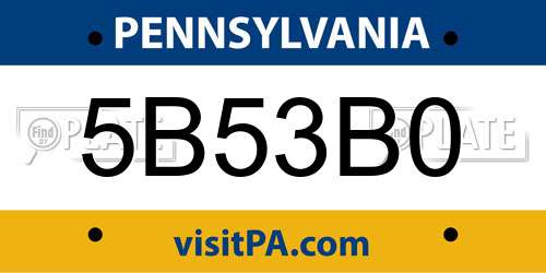 5B53B0 Pennsylvania License Plate