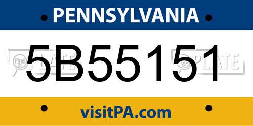 5B55151 Pennsylvania License Plate