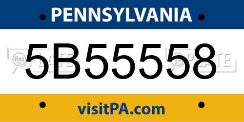 5B55558 Pennsylvania License Plate