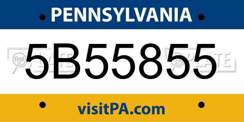 5B55855 Pennsylvania License Plate