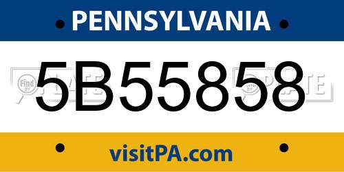 5B55858 Pennsylvania License Plate