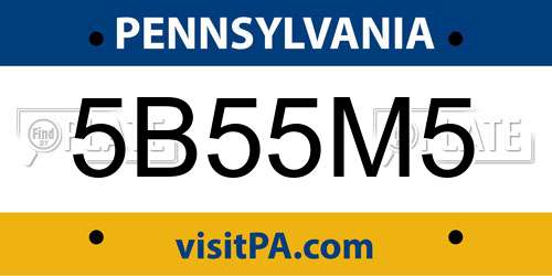 5B55M5 Pennsylvania License Plate