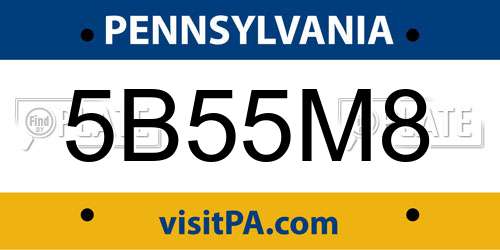 5B55M8 Pennsylvania License Plate
