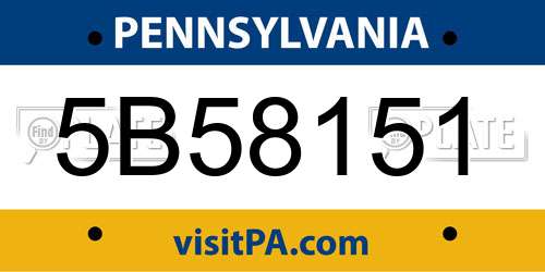 5B58151 Pennsylvania License Plate