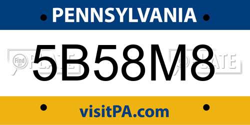 5B58M8 Pennsylvania License Plate