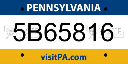 5B65816 Pennsylvania License Plate