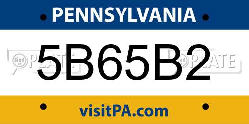 5B65B2 Pennsylvania License Plate