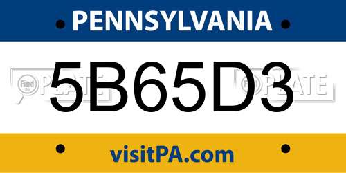 5B65D3 Pennsylvania License Plate