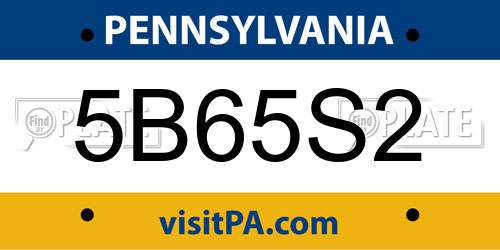 5B65S2 Pennsylvania License Plate