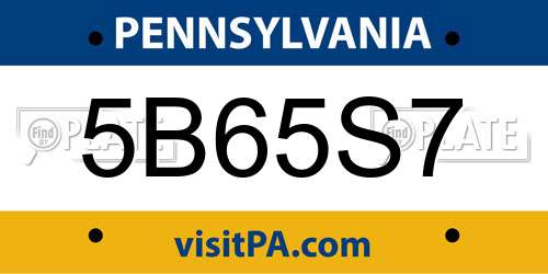 5B65S7 Pennsylvania License Plate
