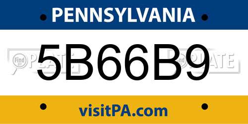 5B66B9 Pennsylvania License Plate