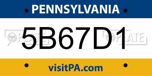 5B67D1 Pennsylvania License Plate