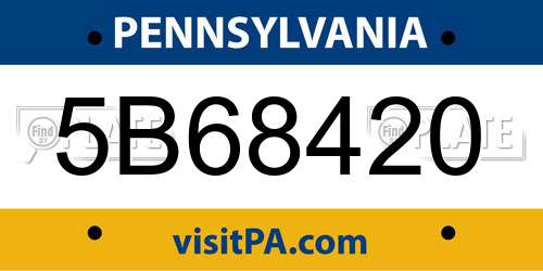 5B68420 Pennsylvania License Plate