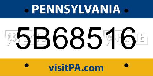 5B68516 Pennsylvania License Plate