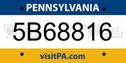 5B68816 Pennsylvania License Plate