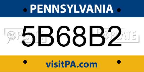 5B68B2 Pennsylvania License Plate
