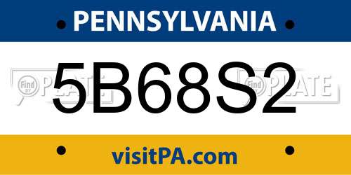 5B68S2 Pennsylvania License Plate