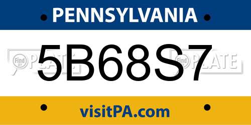 5B68S7 Pennsylvania License Plate
