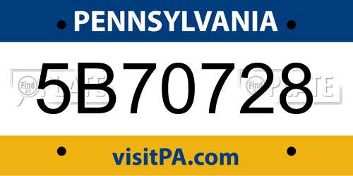 5B70728 Pennsylvania License Plate