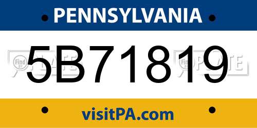 5B71819 Pennsylvania License Plate