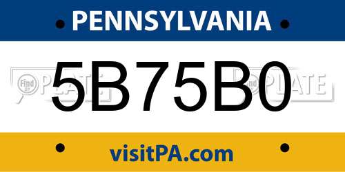 5B75B0 Pennsylvania License Plate