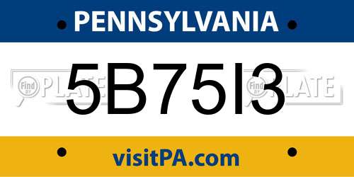 5B75I3 Pennsylvania License Plate
