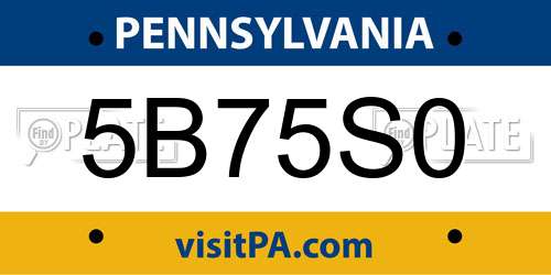 5B75S0 Pennsylvania License Plate