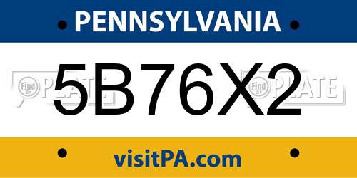 5B76X2 Pennsylvania License Plate