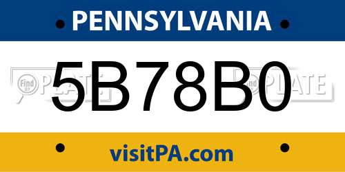 5B78B0 Pennsylvania License Plate