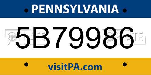 5B79986 Pennsylvania License Plate