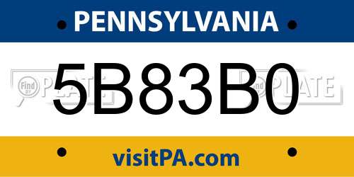 5B83B0 Pennsylvania License Plate