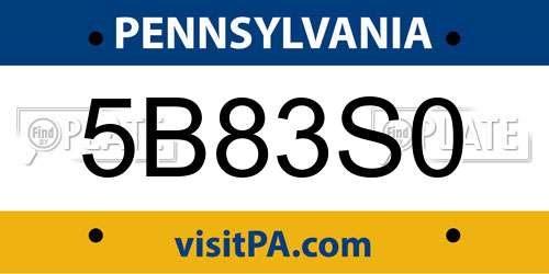 5B83S0 Pennsylvania License Plate