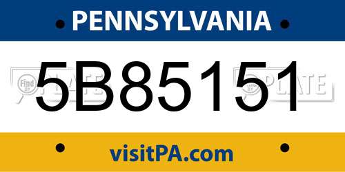 5B85151 Pennsylvania License Plate