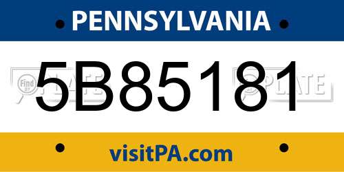 5B85181 Pennsylvania License Plate