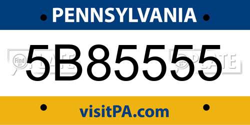 5B85555 Pennsylvania License Plate