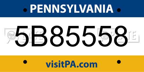 5B85558 Pennsylvania License Plate