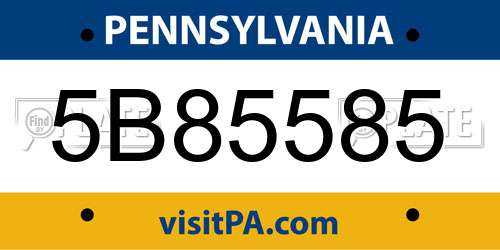 5B85585 Pennsylvania License Plate