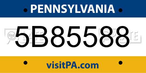 5B85588 Pennsylvania License Plate