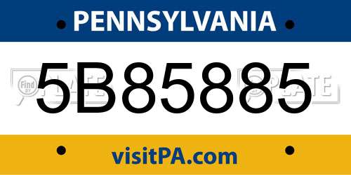5B85885 Pennsylvania License Plate