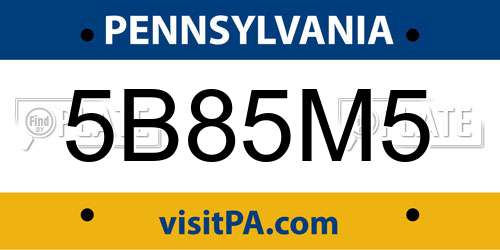 5B85M5 Pennsylvania License Plate