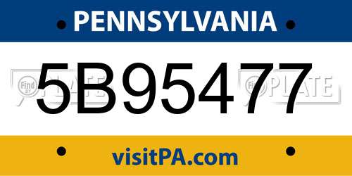 5B95477 Pennsylvania License Plate