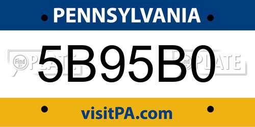5B95B0 Pennsylvania License Plate