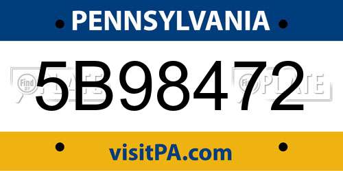 5B98472 Pennsylvania License Plate