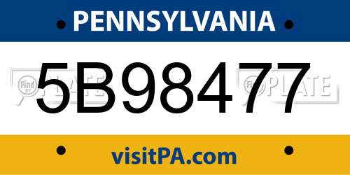 5B98477 Pennsylvania License Plate