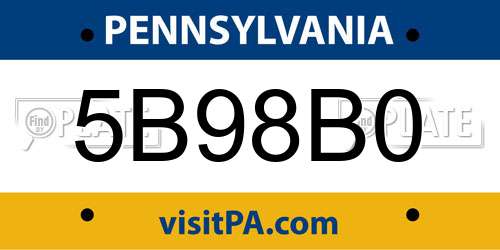 5B98B0 Pennsylvania License Plate