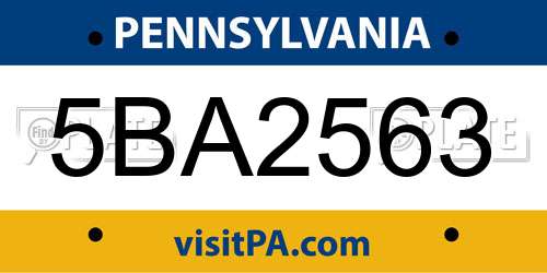 5BA2563 Pennsylvania License Plate