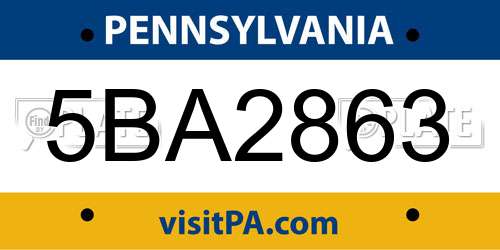 5BA2863 Pennsylvania License Plate