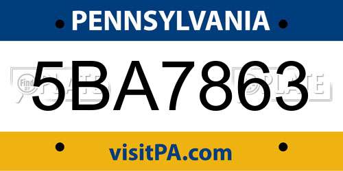 5BA7863 Pennsylvania License Plate