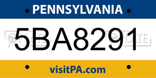 5BA8291 Pennsylvania License Plate